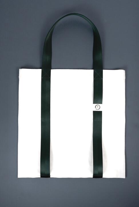 ტილოს იოგა მატის ჩანთა მწვანე ლენტით